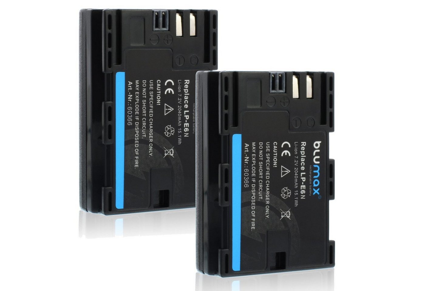 Blumax 2x LP-E6NH 2040mAh EOS R7 R6 Mark II 5DS 90D 7D XC15 Kamera-Akku von Blumax