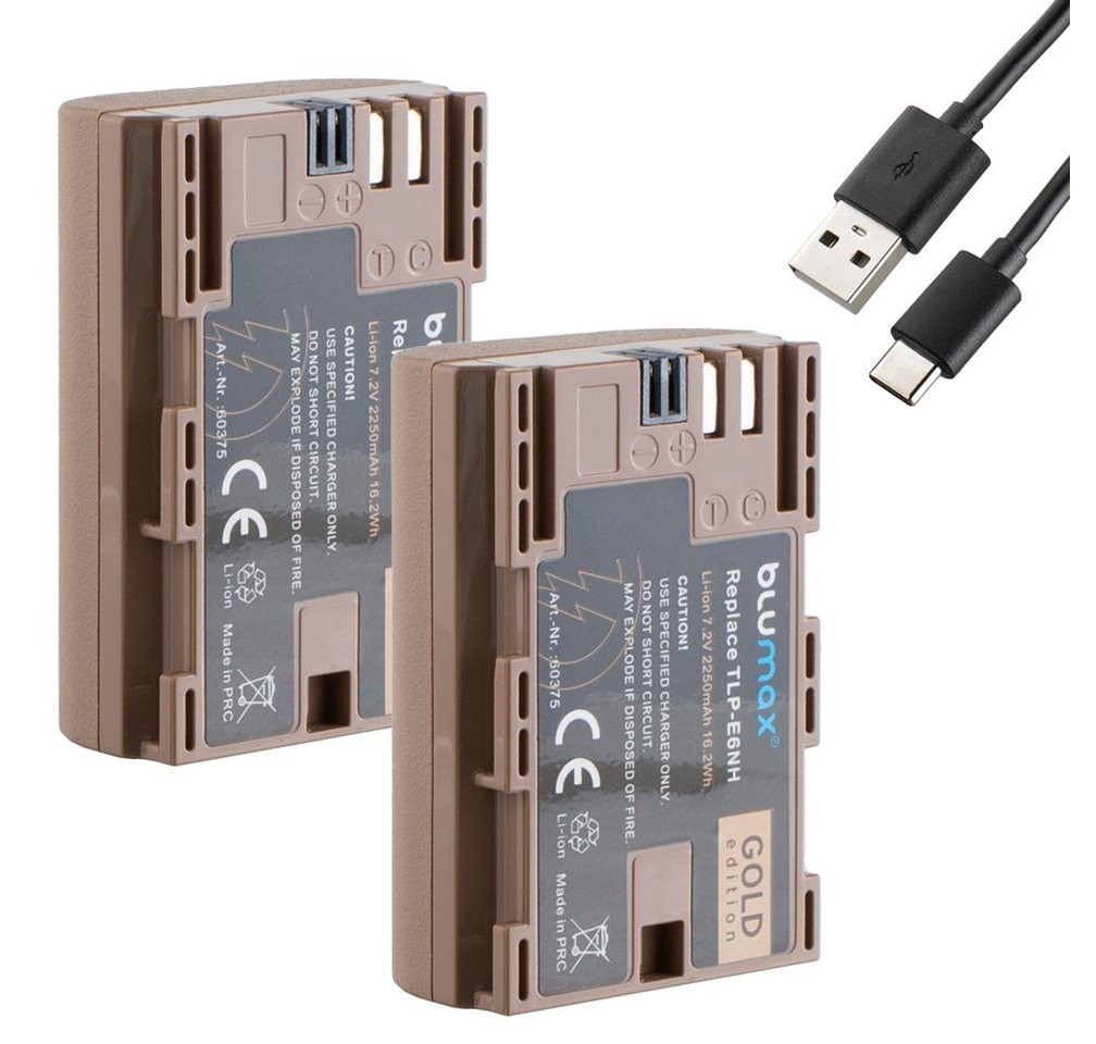 Blumax 2x LP-E6NH R6 Mark II - mit USB Typ-C- 2250 mAh Kamera-Akku Blumax 2x LP-E6NH R6 Mark II - mit USB Typ-C- 2250 mAh Kamera-Akku von Blumax