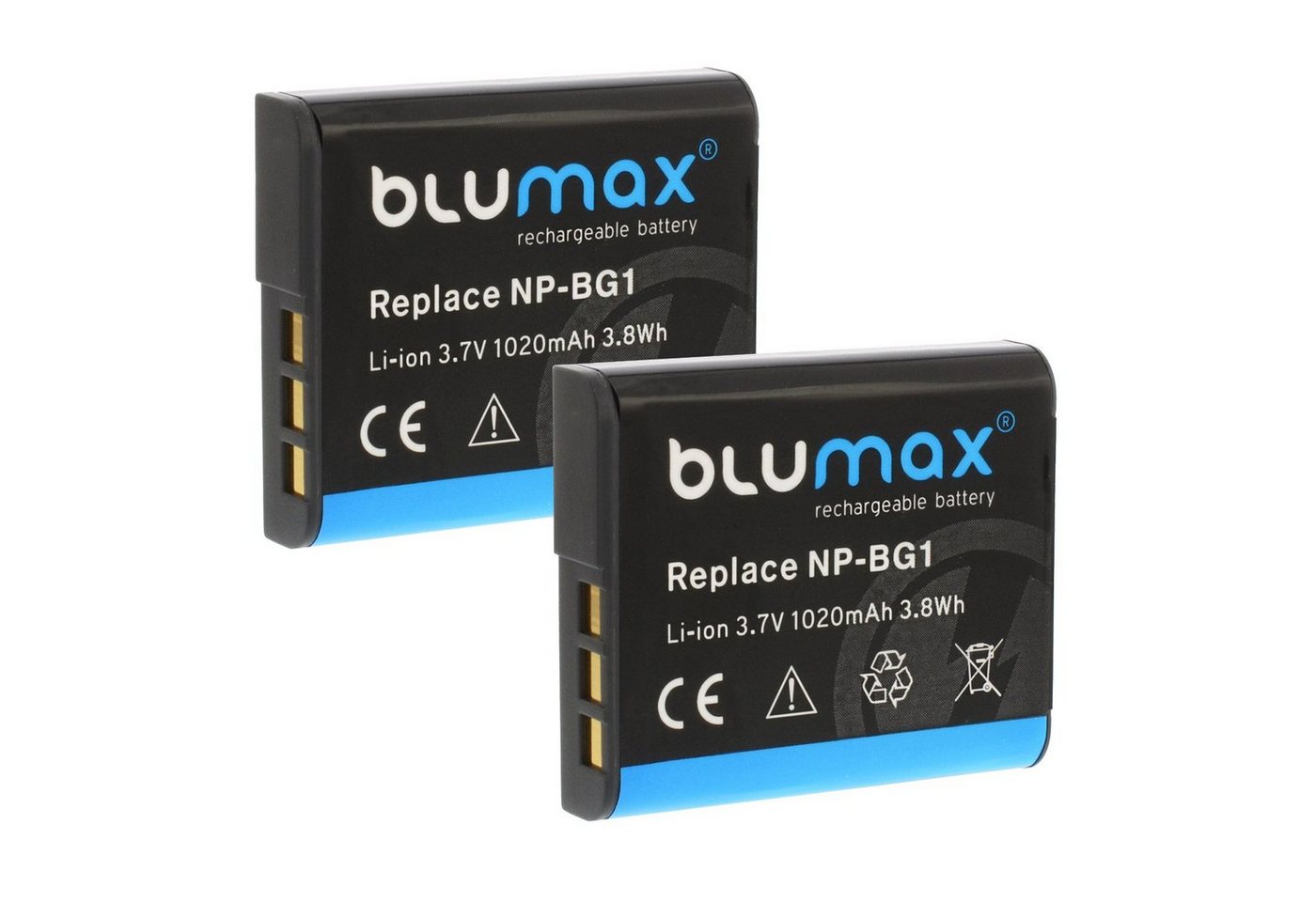 Blumax 2x NP-BG1 DSC-W, DSC-W215, DSC-W220 NP-FG1 1020mAh Kamera-Akku von Blumax