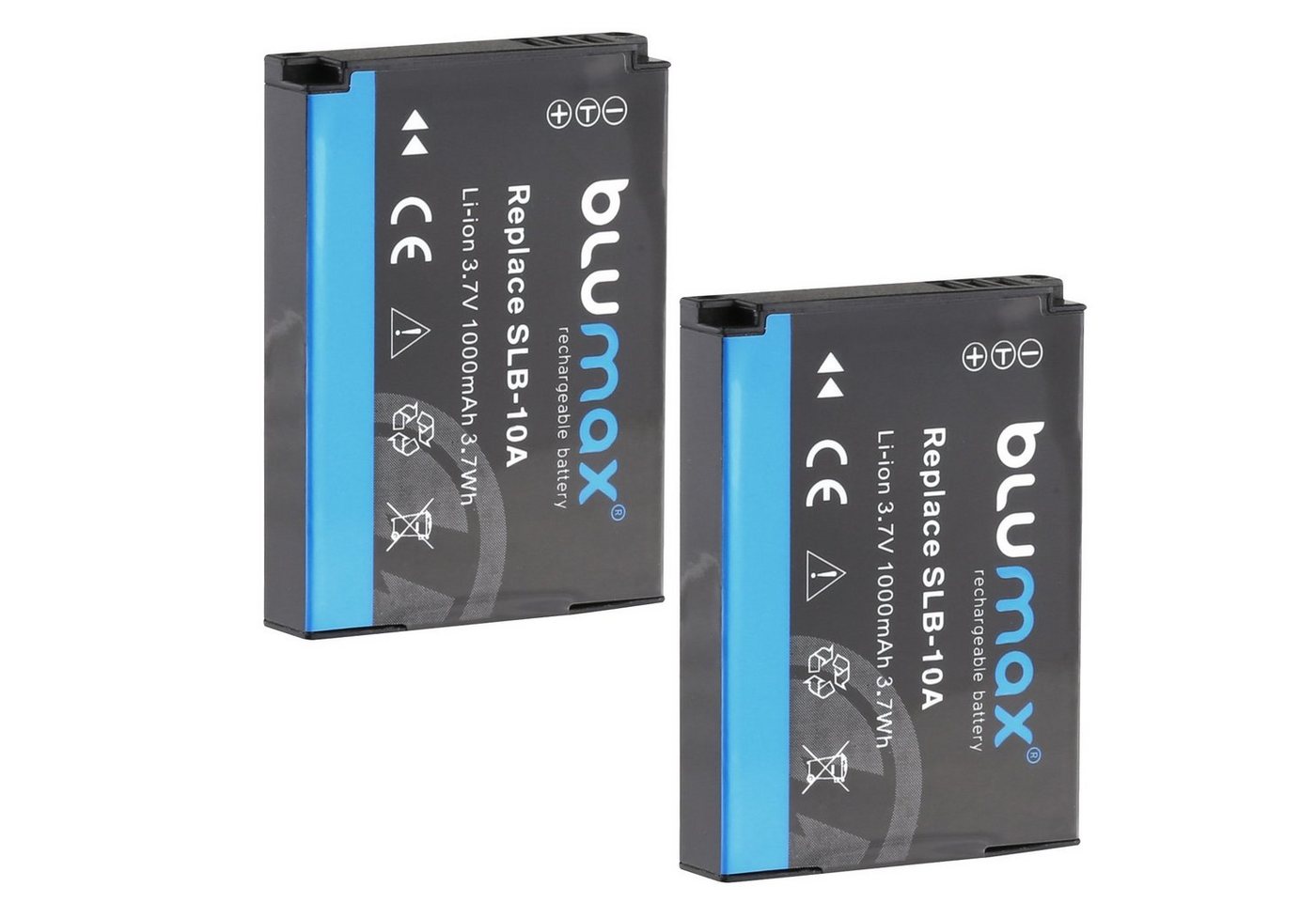 Blumax 2x SLB-10A WB550, WB690, WB710, WB750 1000 mAh Kamera-Akku von Blumax