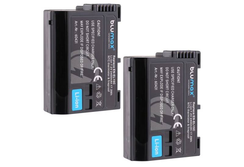 Blumax 2x für Nikon EN-EL15 a/b/c Z5 Z6 II Z7 II 2400 mAh 7.2Volt Kamera-Akku von Blumax