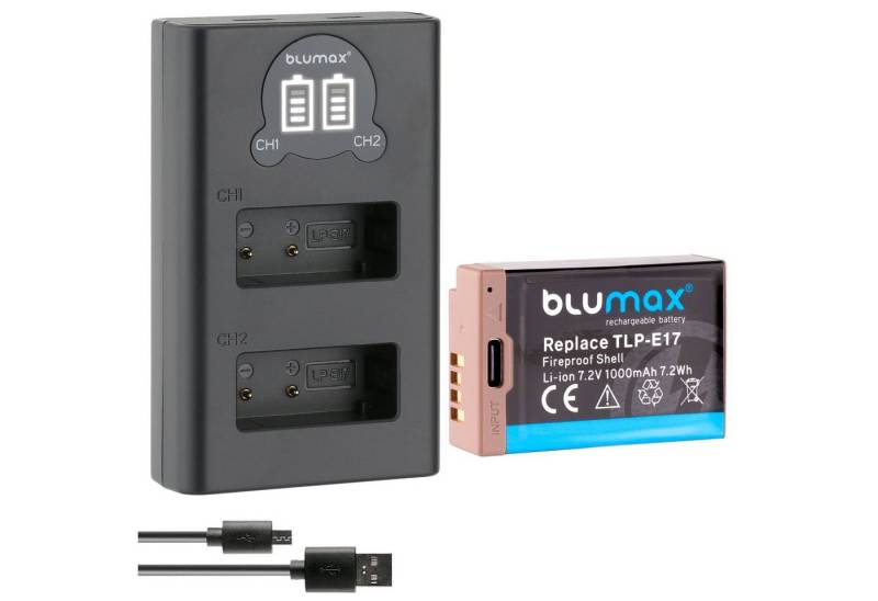 Blumax Akku + Lader für Canon LP-E17 EOS RP M6 760D R8 R50 Typ-C 1000 mAh Kamera-Ladegerät von Blumax