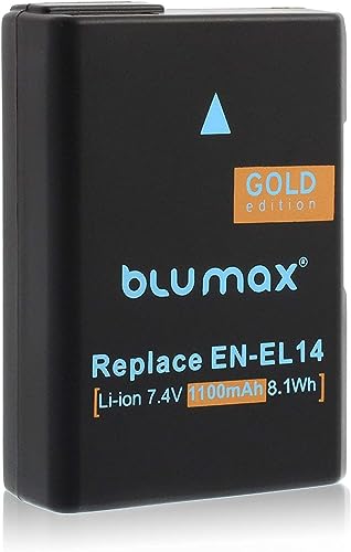 Blumax Akku 1100mAh ersetzt Nikon EN-EL14 EN-EL14a D5300 D5100 D5300 D5500 D3100 D3200 D3300 D3400 P7800 P7700 P7100 P7000 von Blumax