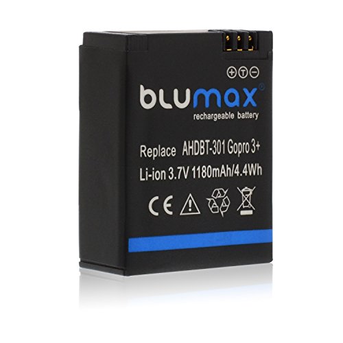 Blumax Akku 1180mAh - für GoPro Hero 3 Plus 3+ / 3 Black, Silver, White - AHDBT-201, AHDBT-301, AHDBT-302, AHBBP-301, ACARC-001, AWALC-001 Blumax Akku 1180mAh - für GoPro Hero 3 Plus 3+ / 3 Black, Silver, White - AHDBT-201, AHDBT-301, AHDBT-302, AHBBP-301, ACARC-001, AWALC-001 von Blumax