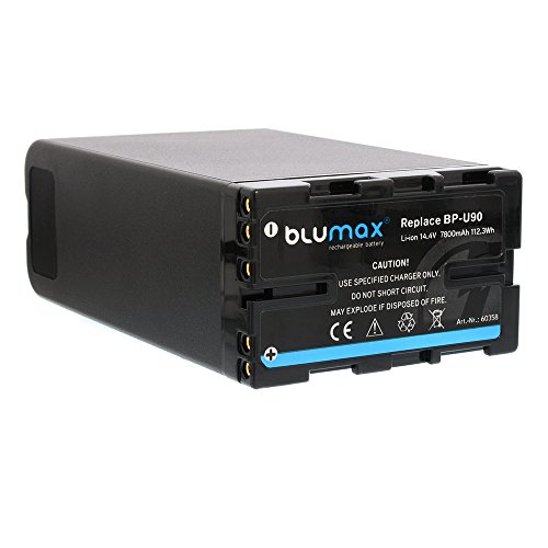 Blumax Akku 7800mAh - 14,4V - 112,3Wh für Sony BP-U60, BP-U30, BP-U90, BP-U95 passend für PMW-EX1, PMW-EX3,PMW-F3, PMW-100, PMW-150, PMW-200, PXW-FS7, PXW-X160, PXW-X180, PXW-X200 von Blumax