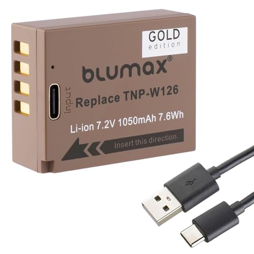 Blumax Akku Ersatz für Fujifilm NP-W126s |- 1050mAh -| Fuji NP-W126 |- mit USB Typ-C Ladebuchse -| X-M5 X100F X100VI X-A3 X-T3 X-T30 II X-M5 X-T50 Blumax Akku Ersatz für Fujifilm NP-W126s |- 1050mAh -| Fuji NP-W126 |- mit USB Typ-C Ladebuchse -| X-M5 X100F X100VI X-A3 X-T3 X-T30 II X-M5 X-T50 von Blumax