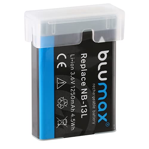 Blumax Akku ersetzt Canon NB-13L NB13L mit InfoCHIP! / 1250mAh 3,6V kompatibel mit Canon PowerShot SX620 SX720 SX730 SX740 G1 X Mark III G5 X G7 X G9 X und G7 X Mark II G9 X Mark II von Blumax