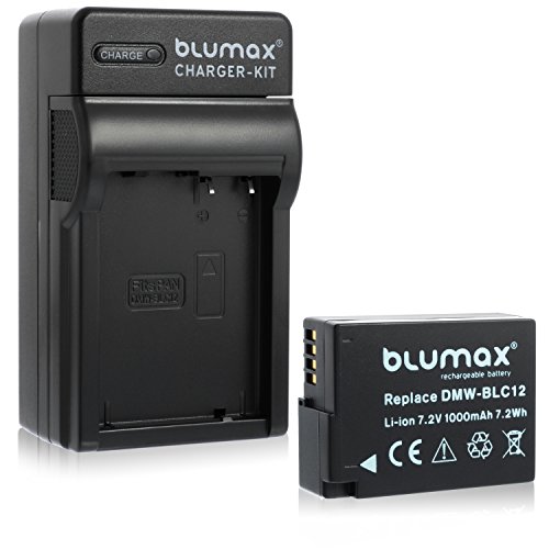Blumax Akku ersetzt Panasonic DMW-BLC12 / DMW-BLC12-E 1000mAh + Ladegerät DMW-BLC12 | passend zu Lumix DMC: G5 | G6 | GX8 | G70 | G81 | GH2 | FZ200 | FZ300 | FZ1000 | FZ2000 | Leica V-Lux 4 von Blumax
