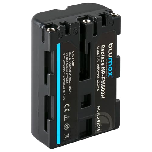 Blumax Akku kompatibel mit Sony NP-FM500H |- 1650mAh -| NP-FM500 NP-FM55H für Sony Alpha 77 99 - A77 A99 II - DSLR A850 A900 - VG-C77AM VG-C99AM von Blumax