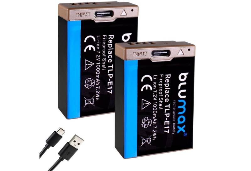 Blumax Akku für Canon LP-E17 EOS RP M3 M6 760D R8 R10 R50 USB-C 1000 mAh Kamera-Akku von Blumax