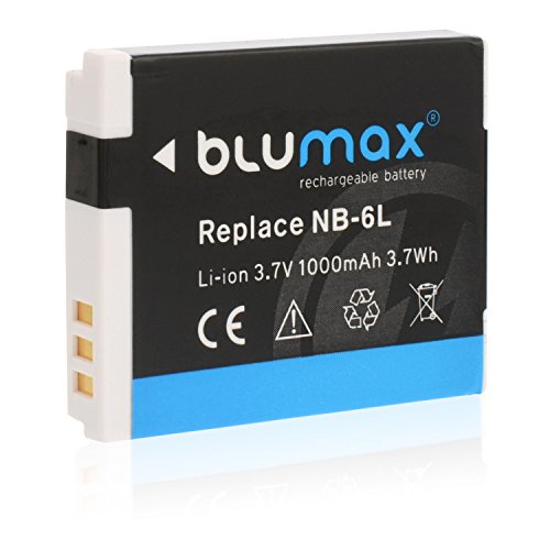 Blumax Akku für Canon NB-6L 1000mAh | kompatibel mit Canon PowerShot D30 SX170 SX240 SX260 SX270 SX280 SX500 SX510 SX520 SX530 SX540 SX600 SX610 SX700 SX710 S90 S95 S120 S20 von Blumax