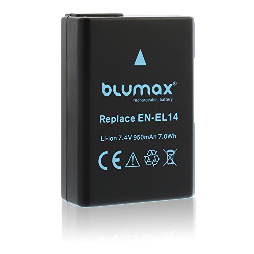 Blumax Akku für Nikon EN-EL14 / EN-EL14a 950mAh | kompatibel mit Nikon DF-D3100-D3200-D3300-D3400-D5200-D5300-D5400-D5500 von Blumax