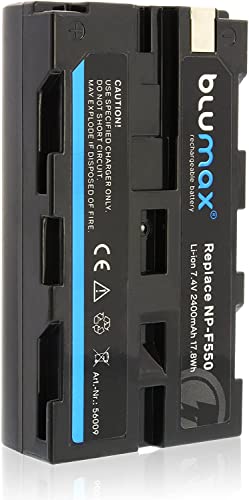 Blumax Akku kompatibel mit Sony NP-F550 / NP-F530 / NP-F570 | 2400mAh - (Blackmagic NP-F570) - auch für Diverse Blitzgeräte Videoleuchten Fieldmonitore von Blumax