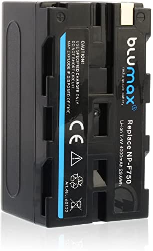 Blumax Akku kompatibel mit Sony NP-F750 / NP-F550 / NP-F970 / NP-F960 / NP-F570 | 4000mAh - (Blackmagic NP-F570) - auch für Diverse Blitzgeräte Videoleuchten Fieldmonitore von Blumax