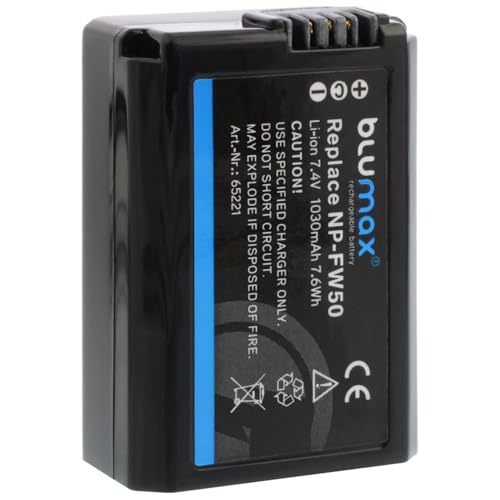 Blumax Akku kompatibel mit Sony NP-FW50 |- 1030mAh -| Sony Alpha 7 7II 7R 7S II 6300 6500 // NEX-6 NEX-7 NEX-F3 // CyberShot DSC RX10 IV // ZV-E10 Blumax Akku kompatibel mit Sony NP-FW50 |- 1030mAh -| Sony Alpha 7 7II 7R 7S II 6300 6500 // NEX-6 NEX-7 NEX-F3 // CyberShot DSC RX10 IV // ZV-E10 von Blumax