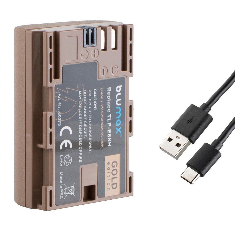 Blumax Akku passend für Canon LP-E6NH 2250 mAh mit Typ C Kamera-Akku Blumax Akku passend für Canon LP-E6NH 2250 mAh mit Typ C Kamera-Akku von Blumax