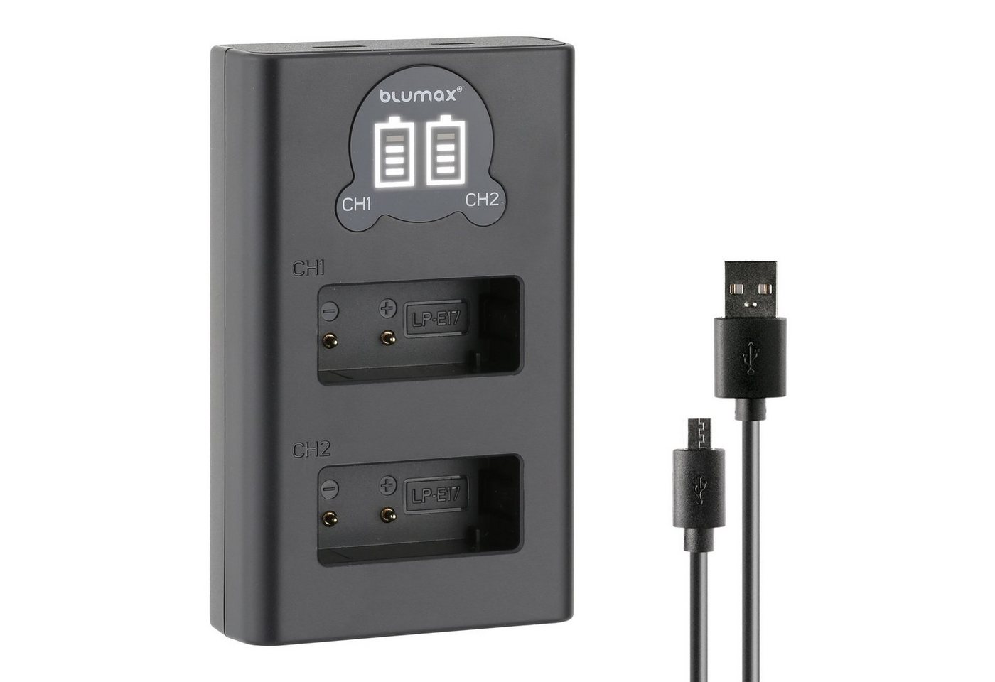Blumax Dual LCD Ladegerät, für Canon LP-E17 USB-C Kamera-Ladegerät Blumax Dual LCD Ladegerät, für Canon LP-E17 USB-C Kamera-Ladegerät von Blumax