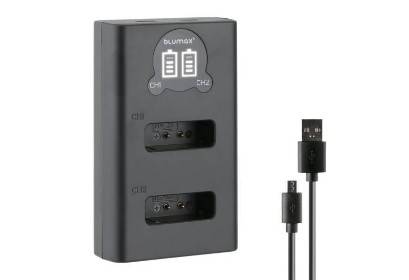 Blumax Dual LCD Ladegerät, für Canon NB-13L USB-C Kamera-Ladegerät von Blumax