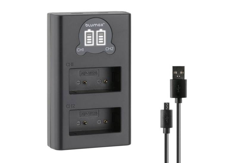 Blumax Dual LCD Ladegerät, für Fuji NP-W126 USB-C Kamera-Ladegerät von Blumax