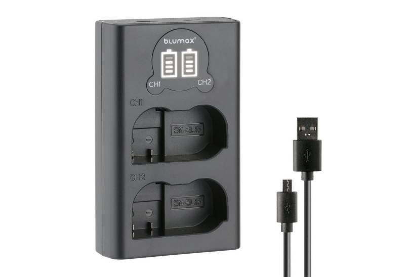 Blumax Dual LCD Ladegerät, für Nikon EN-EL15 USB-C Kamera-Ladegerät von Blumax