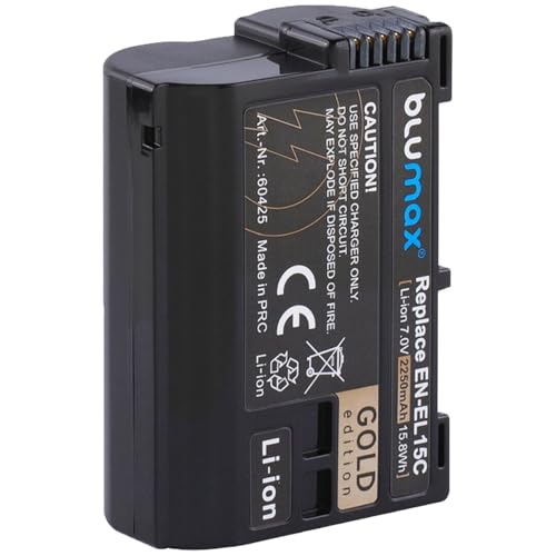 Blumax Akku kompatibel mit Nikon EN-EL15c |- 2250mAh -| EN-EL15b EN-EL15a EN-EL15 für /- Z8 Z7 II Z6 II Z5 Zf -/ D500 D800 D850 D7200 D7500-1 V1 Blumax Akku kompatibel mit Nikon EN-EL15c |- 2250mAh -| EN-EL15b EN-EL15a EN-EL15 für /- Z8 Z7 II Z6 II Z5 Zf -/ D500 D800 D850 D7200 D7500-1 V1 von Blumax
