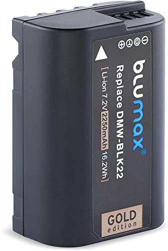 Blumax Gold Akku ersetzt DMW-BLK22 BLK22E 2250mAh 7,2V 16,2Wh kompatibel mit Panasonic DC S5 S5K G9 GH5 GH5 II GH5S GH6 von Blumax