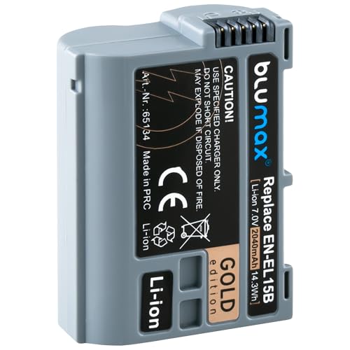 Blumax Akku kompatibel mit Nikon EN-EL15b |- 2040mAh -| EN-EL15c EN-EL15a EN-EL15 für /- Z8 Z7 II Z6 II Z5 Zf -/ D500 D800 D850 D7200 D7500-1 V1 von Blumax