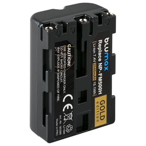 Blumax Akku kompatibel mit Sony NP-FM500H |- 2040mAh -| NP-FM500 NP-FM55H für Sony Alpha 77 99 - A77 A99 II - DSLR A850 A900 - VG-C77AM VG-C99AM von Blumax