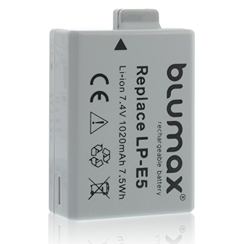 Blumax LP-E5 Akku 1020mAh 7,4V 7,5Wh kompatibel mit Canon EOS 450D 500D 1000D Rebel T1i, Rebel XS, Rebel Xsi Blumax LP-E5 Akku 1020mAh 7,4V 7,5Wh kompatibel mit Canon EOS 450D 500D 1000D Rebel T1i, Rebel XS, Rebel Xsi von Blumax