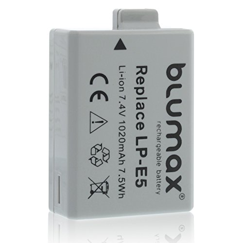 Blumax LP-E5 Akku 1020mAh 7,4V 7,5Wh kompatibel mit Canon EOS 450D 500D 1000D Rebel T1i, Rebel XS, Rebel Xsi von Blumax