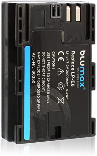 Blumax LP-E6 2000mAh Akku kompatibel mit Canon EOS 60D 60Da 70D 80D 5D Mark II III 6D 7D Mark II von Blumax