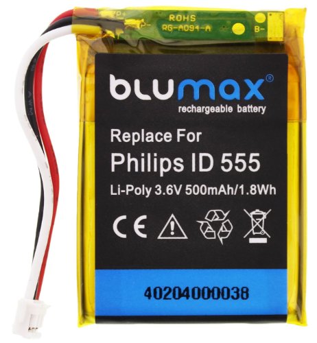 Blumax Li-Poly Akku (500mAh) für Philips ID 555/ID 5551B/ID 5552B/MC-163-500… von Blumax