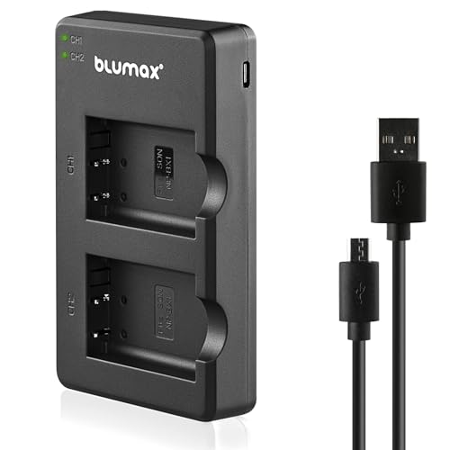 Blumax Mini Dual Charger – USB Ladegerät für Kamera-Akkus, kompatibel mit Canon, Sony, Nikon und Panasonic Blumax Mini Dual Charger – USB Ladegerät für Kamera-Akkus, kompatibel mit Canon, Sony, Nikon und Panasonic von Blumax