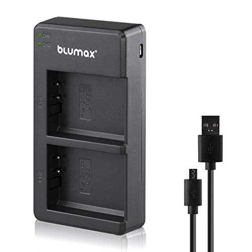 Blumax Mini Dual Charger – USB Ladegerät für Kamera-Akkus, kompatibel mit Canon, Sony, Nikon und Panasonic von Blumax