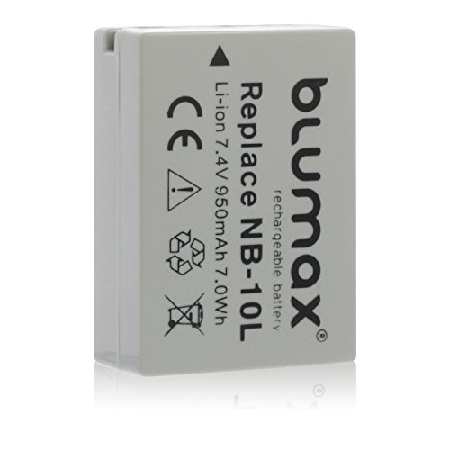 Blumax NB-10L Akku kompatibel mit Canon PowerShot G16 G15 G1 X G3 X und SX40 SX50 SX60 HS 950mAh 7,4V 7,0Wh von Blumax