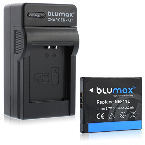 Blumax NB-11L 600mAh + Ladegerät NB-11L | passend zu Ixus 170 / Ixus 165 / Ixus 160 / SX410 / Ixus 275 / SX400 IS / SX410 IS / SX420 IS / A4000 / A3400 / A3500 / A2600 / A2400 / A2500 / A2300 / Ixus 265 / Ixus 145 / Ixus 150 / SX400 / Ixus 155 / Ixus 140 von Blumax