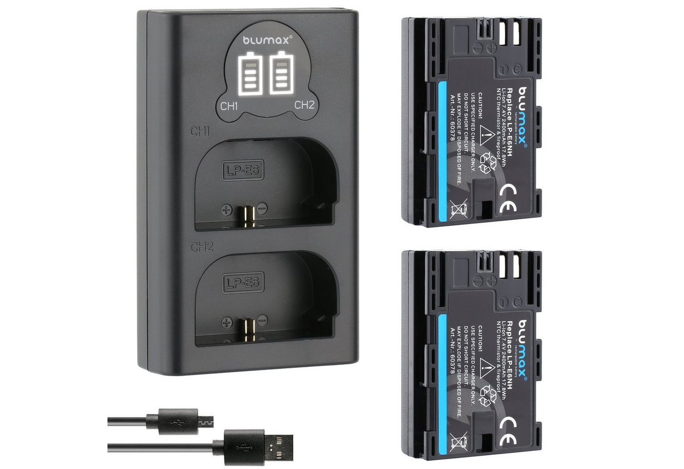 Blumax Set mit Lade für Canon LP-E6NH EOS R5 R7 R6 Mark II 80D 2400mAh Kamera-Akku Blumax Set mit Lade für Canon LP-E6NH EOS R5 R7 R6 Mark II 80D 2400mAh Kamera-Akku von Blumax