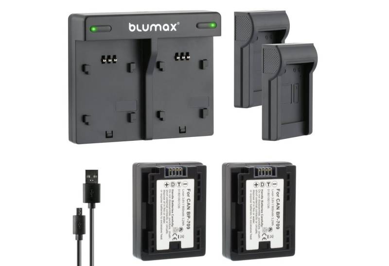 Blumax Set mit Lader für Canon BP-709 900 mAh (3,6V) Kamera-Akku von Blumax