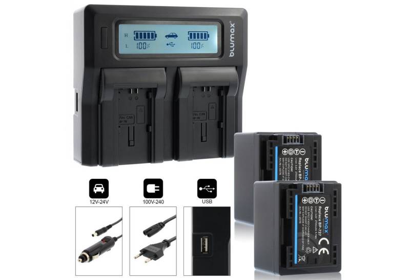 Blumax Set mit Lader für Canon BP-727 -745 -718 2700 mAh Kamera-Akku von Blumax