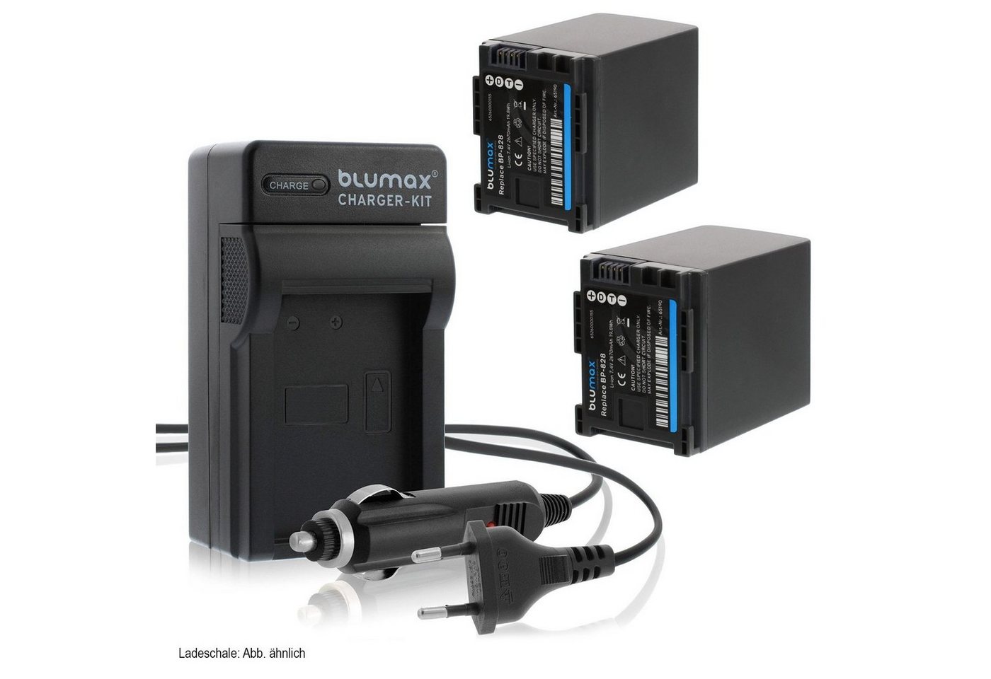 Blumax Set mit Lader für Canon BP-828 BP827 HF-G30 2670 mAh Kamera-Akku von Blumax