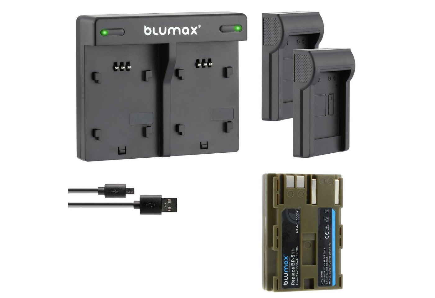 Blumax Set mit Lader für Canon EOS 300D 50D 40D 1600 mAh Kamera-Ladegerät von Blumax