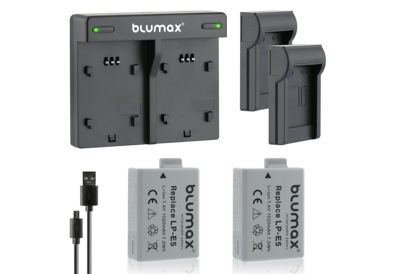 Blumax Set mit Lader für Canon EOS 450D 500D LP-E5 1020mAh Kamera-Akku Blumax Set mit Lader für Canon EOS 450D 500D LP-E5 1020mAh Kamera-Akku von Blumax