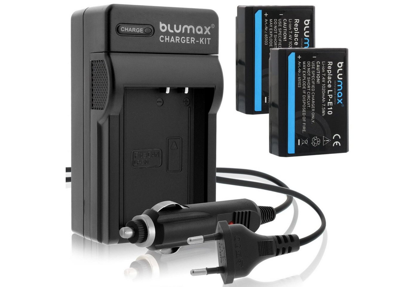 Blumax Set mit Lader für Canon LP-E10 EOS 1100D 1020 mAh Kamera-Akku von Blumax
