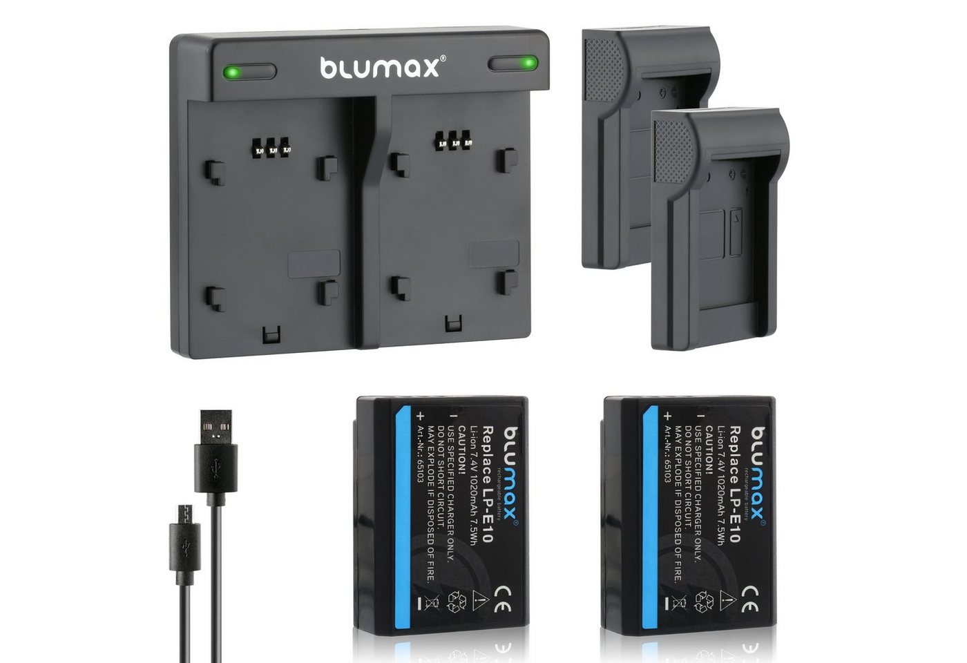 Blumax Set mit Lader für Canon LP-E10 EOS 1100D 1020 mAh Kamera-Akku von Blumax