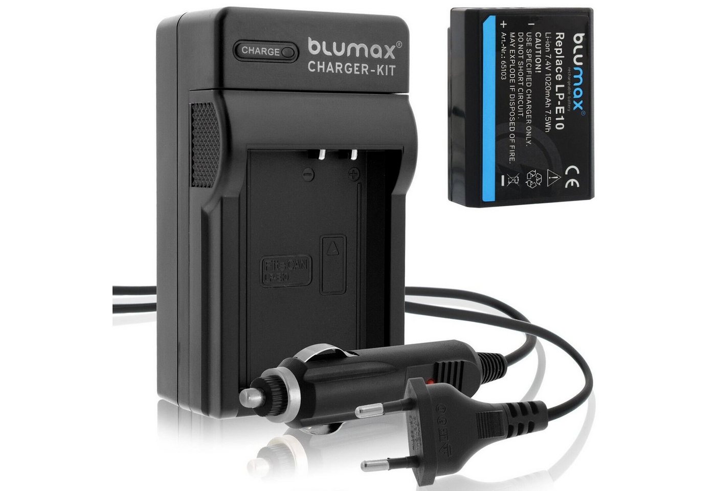 Blumax Set mit Lader für Canon LP-E10 EOS 1100D 1020 mAh Kamera-Ladegerät von Blumax