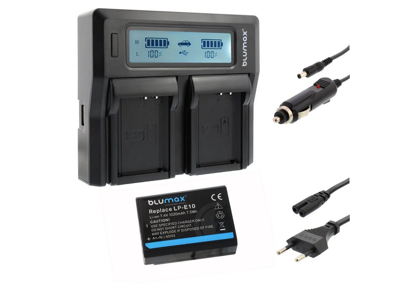 Blumax Set mit Lader für Canon LP-E10 EOS 1100D 1020 mAh Kamera-Ladegerät Blumax Set mit Lader für Canon LP-E10 EOS 1100D 1020 mAh Kamera-Ladegerät von Blumax