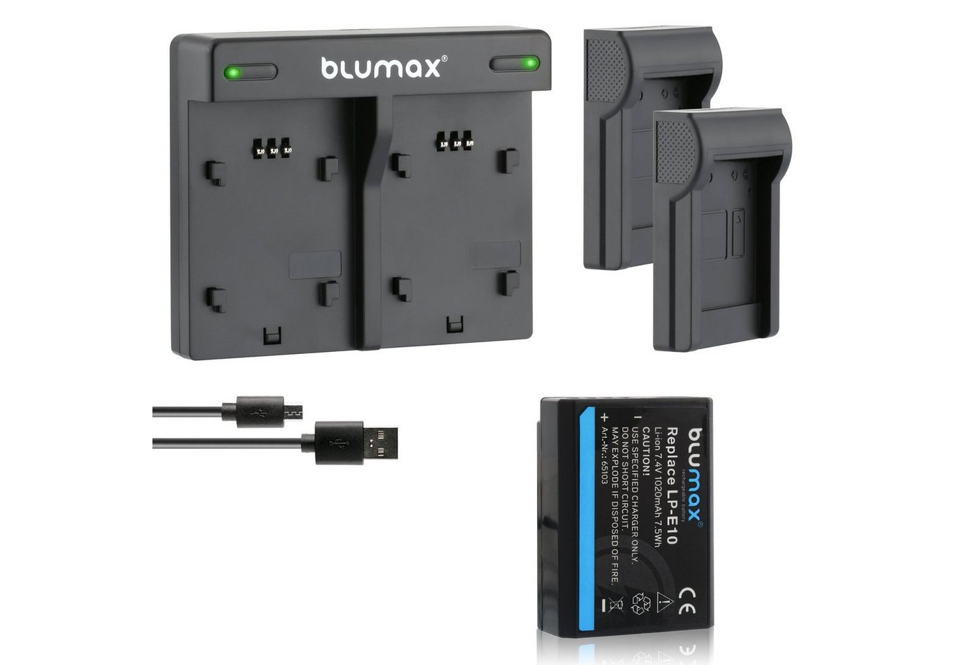 Blumax Set mit Lader für Canon LP-E10 EOS 1100D 1020 mAh Kamera-Ladegerät von Blumax