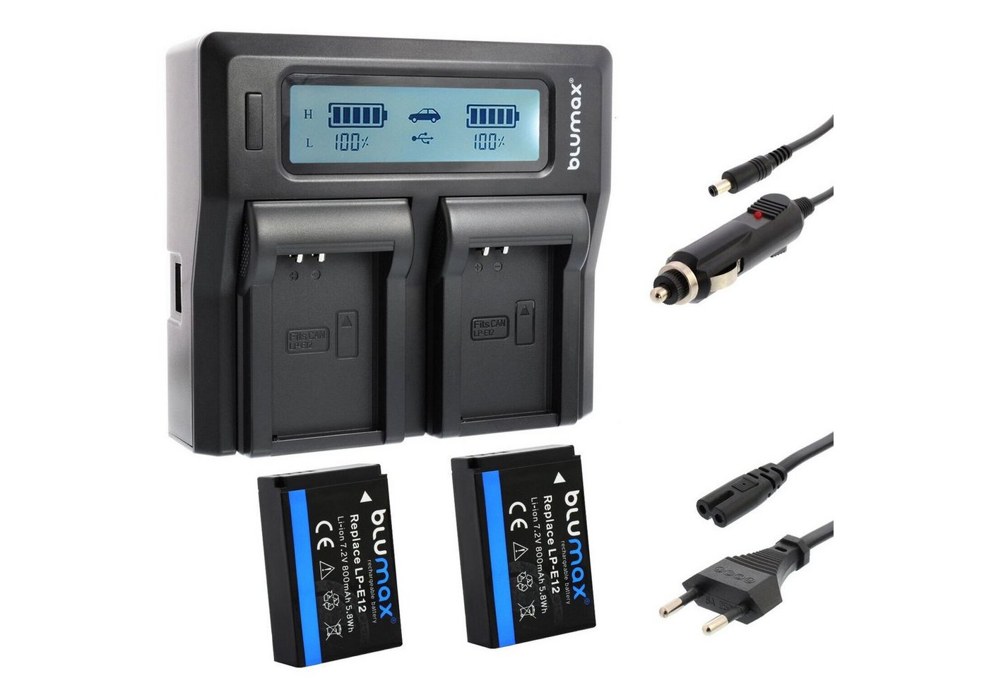Blumax Set mit Lader für Canon LP-E12 EOS M200 800 mAh Kamera-Akku Blumax Set mit Lader für Canon LP-E12 EOS M200 800 mAh Kamera-Akku von Blumax