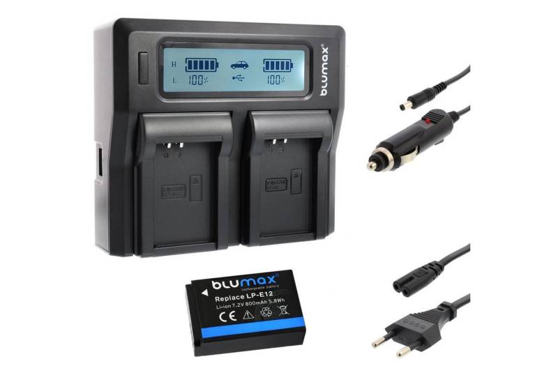 Blumax Set mit Lader für Canon LP-E12 EOS M200 800 mAh Kamera-Ladegerät von Blumax