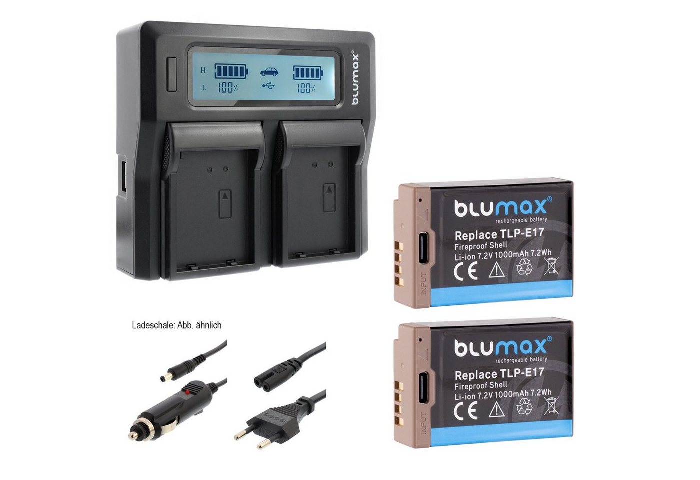 Blumax Set mit Lader für Canon LP-E17 EOS 760D R50 USB Typ-C 1000 mAh Kamera-Akku von Blumax